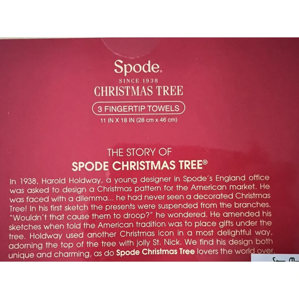 Spode Christmas Tree Fingertip Towels Set of 3 Avanti Linens NIB NEW 11 x 18
